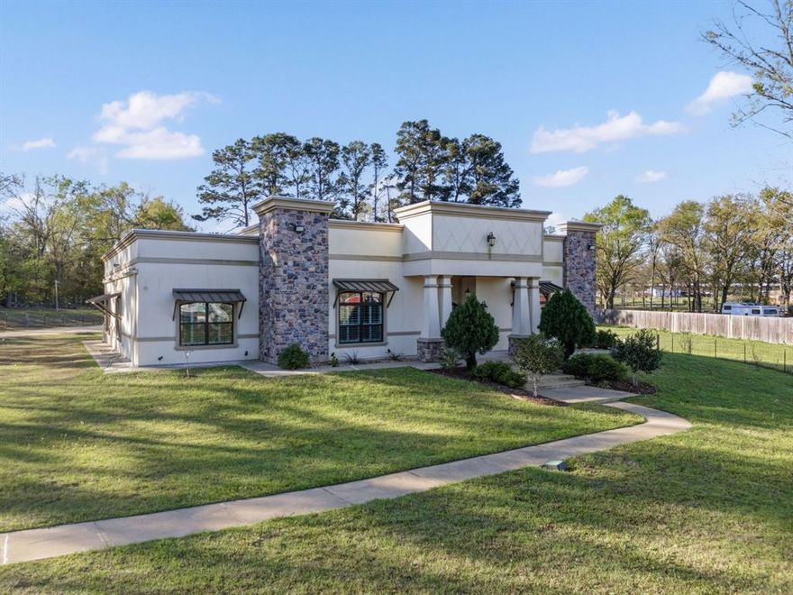 Set behind a gated entrance on a breathtaking 2.7-acre estate in the heart of Tyler, this exceptional property offers a blend of privacy, scale, and refined living. A sweeping drive welcomes you through beautifully planted grounds lined with fruit trees and lush landscaping, creating an estate-like setting. The main residence spans an impressive layout with 5 bedrooms and 4.5 bathrooms. Inside, you’ll find expansive living spaces filled with natural light and elevated architectural details. A wet bar adds a perfect touch for hosting, while abundant storage throughout the home ensures both beauty and functionality. The chef-inspired kitchen is both stunning and highly functional, featuring a gas cooktop, custom cabinetry that extends to the ceiling, and a large island with seating. An adjacent dining area provides a casual space for everyday meals, while a separate formal dining room offers an elegant setting for hosting and entertaining. The primary suite is a true retreat, featuring an enormous walk-in closet and a stunning ensuite bath complete with a soaking garden tub, separate walk-in shower, and dual vanities - designed for both relaxation and convenience. Additional highlights include a dedicated office, an oversized laundry room with sink, two AC units, and two water heaters, all contributing to the home’s comfort and efficiency. Step outside to a covered patio already plumbed for an outdoor kitchen, creating an ideal space for entertaining while overlooking the expansive grounds. A convenient half bath is also located just off the patio. The property includes a recently built, fully equipped MIL suite or auxiliary dwelling unit, complete with its own kitchen, living area, bedroom, full bathroom, and private laundry room - perfect for guests, extended family, or private accommodations. This is a rare opportunity to own a truly mansion-esque estate offering space, luxury, and unmatched versatility - all in a prime Tyler location. Schedule your showing today!