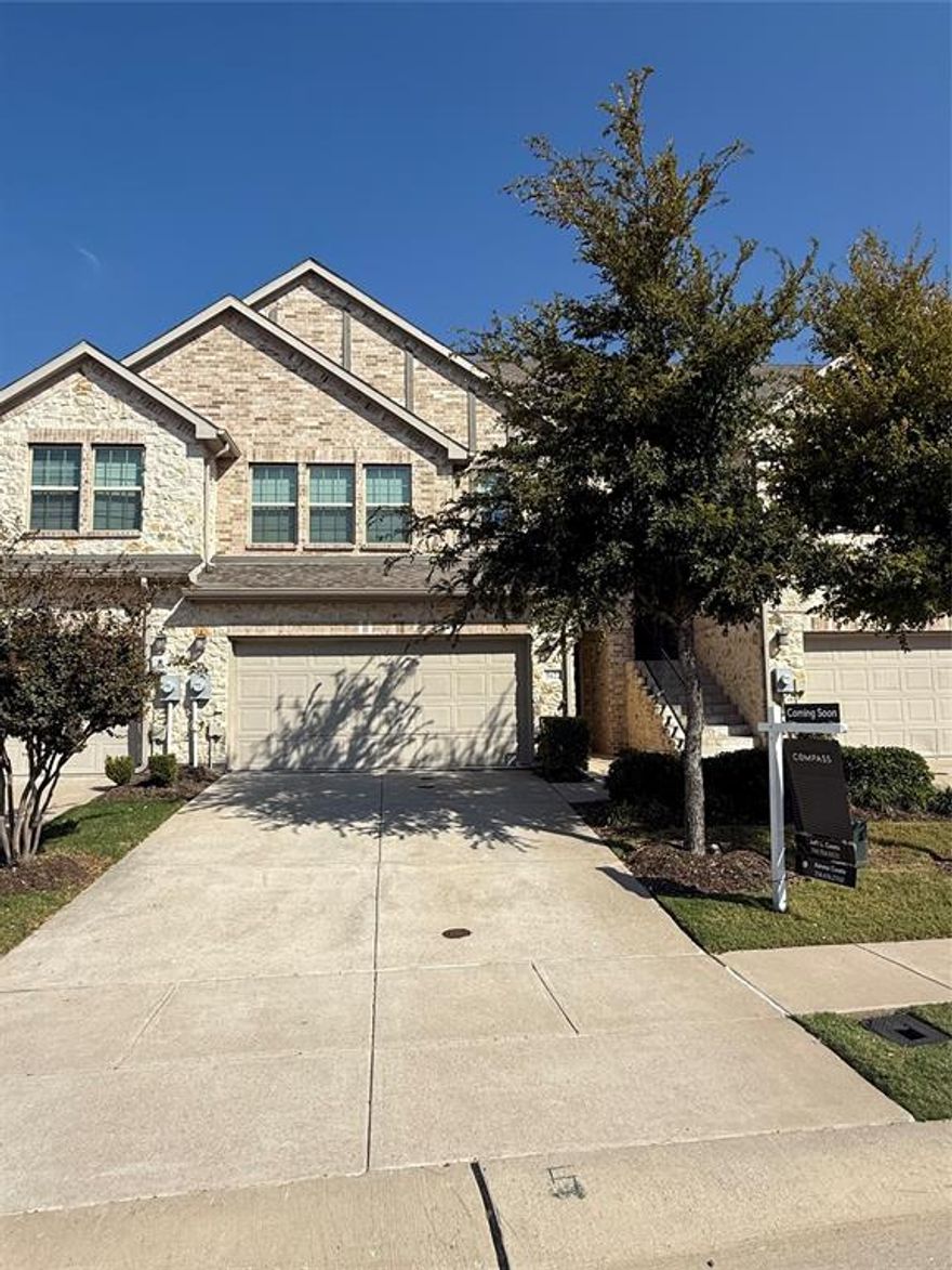 Beautiful, centrally located townhouse, just north of Highway 121, close to Dallas North Tollway in a rapidly growing area, south of Frisco in The Colony. Known for their energy-efficient features, densely insulated walls; live that healthier and quieter lifestyle yet minutes away from many popular venues, restaurants, shops. First floor Kitchen is open to Den, SS appliances, island with seating, gas cooktop, granite pendant lighting. Door to quaint patio off of kitchen. Convenient first floor half bath. Upstairs has Owners suite with en-suite bath, large walk in shower, DBL sinks. Two guest bedrooms up, loft area for desk and second full bath. Laundry room up. Covered patio with furniture great for entertaining. Private fenced yard.