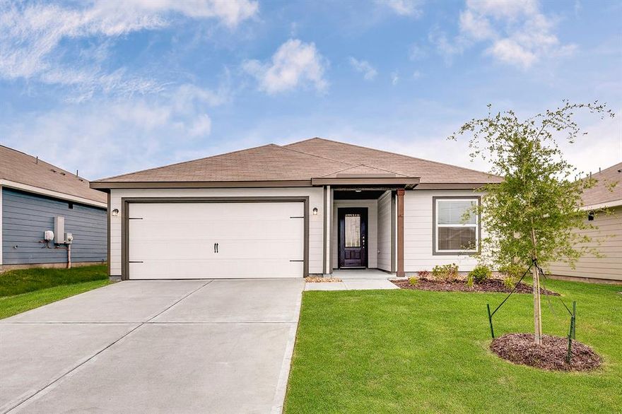 This beautiful one-story home has three bedrooms, two bathrooms and a wonderful open-concept layout. The kitchen has beautiful wood cabinetry, sprawling granite countertops, a convenient island and energy efficient appliances. Whether you are cooking dinner for your family or a feast for the whole neighborhood, this kitchen is ready for it! The secluded master suite includes a spacious bedroom, private bathroom and large walk-in closet. This home also features a coveted covered patio that is a great space for an outdoor seating area or a grill. This plan offers the space and upgrades that you are looking for!
