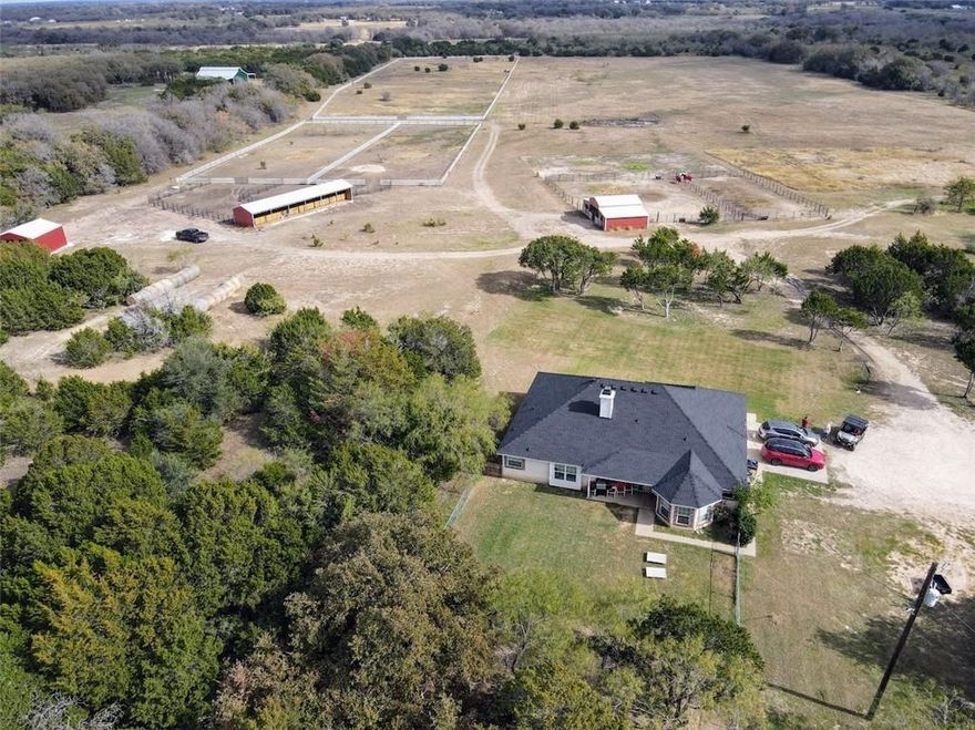 HORSE FARM - JUST REDUCED by $74,000 and seller is willing to give buyer a $30K allowance to be applied towards closing cost, more price reduction, allowance to update home or a combination of all three. This exceptional horse property, situated on 40 beautiful acres just 15 minutes north of Waco, Texas, is a dream for any horse enthusiast. The centerpiece is a brand-new 6-stall shed row barn, custom-made with thoughtful design and attention to detail. Each spacious 12x12 stall boasts Dutch doors that open to expansive paddocks, which in turn connect to 1+ acre pastures. The custom stalls feature rubber-matted floors, ensuring the utmost comfort for your horses. Complementing this, the center aisle barn features two 12x12 stalls and one oversized foaling stall, all designed for the well-being of your horses. The barn also features a well-appointed tack-feed room. The property has a perfect balance of natural beauty, with one-third of the land densely wooded and the remaining two-thirds comprising open pastures, ideal for planting coastal hay, adding additional pastures, installing a covered or outdoor riding arena, and more. The wooded land provides an idyllic setting for trail riding, featuring a beautiful pond and large mature trees, creating a serene environment for both horse and rider. The 1,762 sqft house offers 3 bedrooms, 2 baths, a 2-car garage, and a spacious kitchen. The master bath features separate vanities, a whirlpool tub, and a separate shower. Outside, a covered patio overlooks the fenced backyard that is surrounded by mature trees. Additional highlights include a storage building, tool shed, Centaur fencing, a fully fenced 7+acre pasture, separate paddocks, and so much more land to add additional equine amenities. A long gravel road from the street to the home ensures a private, quiet, and peaceful setting. This turn-key property is the prime place for both horses and their owners, offering the perfect blend of functionality and natural beauty.