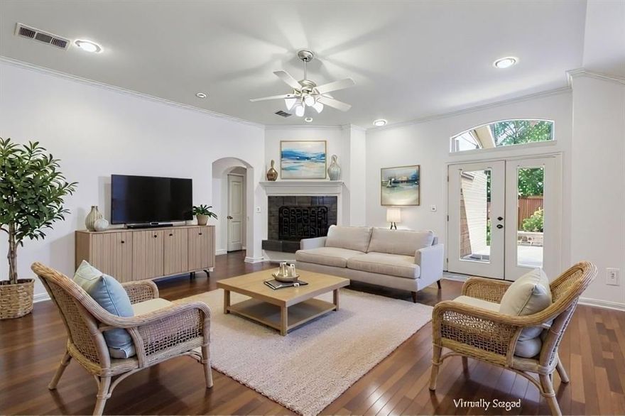 Located in the gated Estates at Forest Hills, this thoughtfully designed single-story home offers the rare combination of accessibility, comfort, and style in one of East Dallas’s most desirable communities. With 3 bedrooms, 2 baths, and 2,212 square feet, the home features wide doorways, flush floor transitions, lowered kitchen counters and cabinets, and oversized rooms that provide exceptional ease of movement throughout. The open-concept living, dining, and kitchen areas create a welcoming space for both daily living and entertaining. Hardwood floors flow seamlessly throughout—no carpet anywhere—contributing to a clean, cohesive look that’s both elegant and practical. The spacious kitchen offers generous work surfaces and storage, perfectly suited for functionality without compromising design. Outside, an easy-maintenance yard allows more time to enjoy the nearby Dallas Arboretum, White Rock Lake, and the many restaurants and amenities of East Dallas. The home is served by highly rated Alex Sanger Elementary. Combining thoughtful accessibility features with timeless design, this property delivers true single-level living within a secure, gated community—an ideal blend of convenience, comfort, and location.