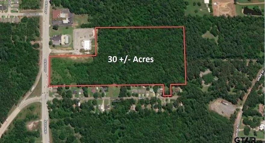 This impressive ±30-acre property offers approximately 450 feet of prime frontage along Judson Road, ensuring high visibility and easy access. Featuring level topography and currently zoned Agricultural, the site aligns with the City of Longview’s Future Zoning Plan, which designates it for potential General Retail use—making it a strong candidate for future commercial development. Utilities are readily available, and the location provides quick connections to Loop 281 and Highway 259. Situated near major retailers, hospitals, and restaurants, the property offers a strategic and convenient setting for a wide range of potential uses. For added flexibility, subdivision options are available for buyers interested in smaller tracts. Additionally, the owner has secured two lots on Hill Street, providing rear access to the property—an ideal setup for a potential residential or mixed-use development.