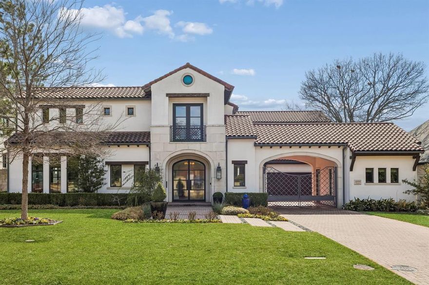 Welcome to 4222 Gloster, a $4 million statement residence in the exclusive Manchester Estates enclave of Dallas. Set behind manicured grounds and a gated entry, this architectural showpiece blends timeless elegance with modern sophistication. Grand living and dining spaces are defined by soaring ceilings, walls of glass, bespoke millwork, and designer lighting. The chef’s kitchen—equipped with top-tier appliances, custom cabinetry, and an oversized island flows effortlessly into an inviting family room designed for elevated entertaining. Four french doors open to a covered loggia with its own fireplace and outdoor kitchen. The downstairs primary suite offers a serene retreat with a spa-caliber bath and expansive custom closet. Once upstairs you'll find four ensuite bedrooms, a game room or playroom with bar secluded for privacy along with a dedicated gym enhancing everyday wellness. The third-car garage has been thoughtfully converted into an private executive office—ideal for working in style and seclusion. Enjoy a resort-style pool showcasing a waterfall and a sunbathing soaker spa with a security fence and plenty of remaining yard space for play and recreation. Nestled on almost half an acre along one of Old Preston Hollow's most prestigious winding streets, mature trees and surrounded by Dallas' finest private schools. 4222 Gloster is truly a standout.