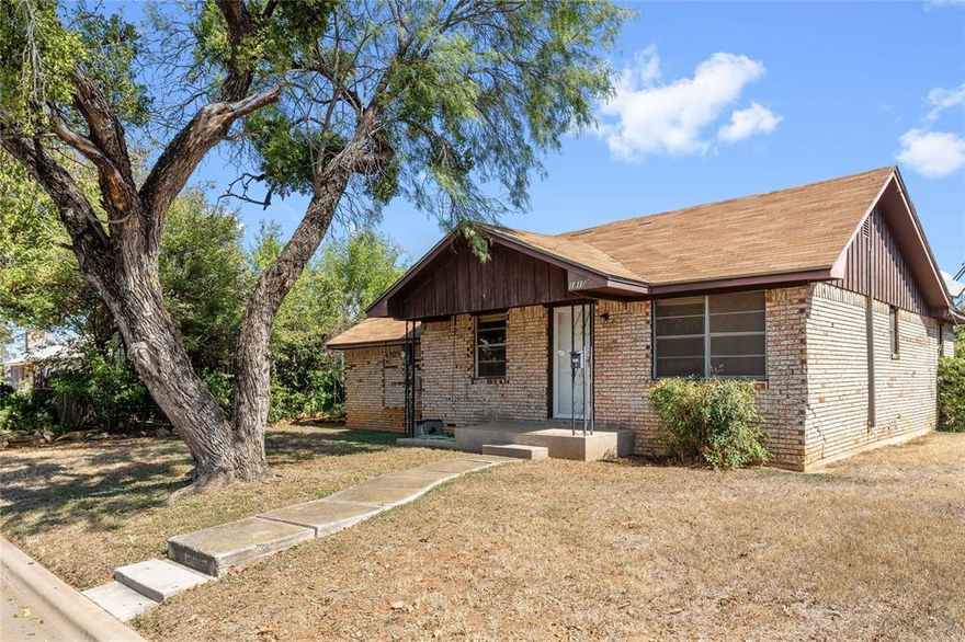 This cute two bedroom home with a rear entry carport sits on a lot that is 150 ft deep which provides plenty of room for multiple vehicles or trailers if needed.  Centrally located in Brownwood with easy access to shopping, medical facilities, industry, schools, churches and more.  You won't find a better starter home for the buyer who is ready to refresh this little gem. With a little vision and a few trips to home improvement stores, you will amaze yourself as you transform this neat 2 bedroom, one bath home to make it yours. Landlords and investors take a good look at this one for a quick refresh and watch it cash flow. Seller will negotiate with buyer to install new roof at the list price or acceptable price to cover roof or reduce for buyer to cover a new roof.