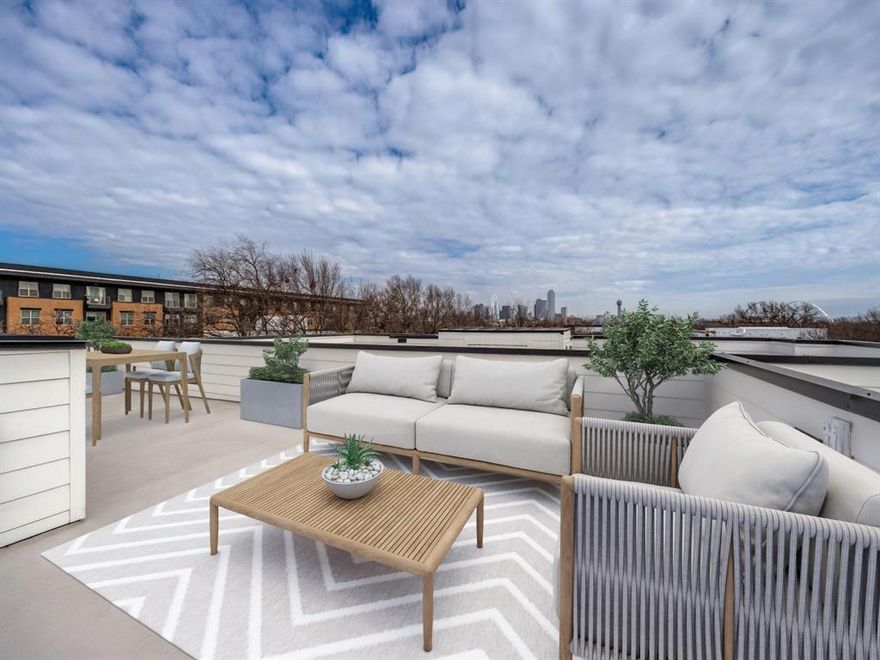 Enjoy Spring in this single-family modern home with NO HOA DUES! This beautifully designed home is located in the desirable growing neighborhood of Trinity Groves! Bishop Arts, Downtown Dallas, the Medical District, the Design District, and the Arts District are just minutes away! This stunning 3-bedroom, 3.5-bathroom home seamlessly combines modern architecture with chic design and features two generous outdoor areas! The main-level pergola enhances outdoor living, and exterior smart lighting creates an inviting ambiance. The 700 sq. ft. rooftop deck offers beautiful views. Perfect for hosting gatherings or unwinding in your own private retreat. Inside, the living room is outfitted with smart lighting, allowing effortless control of brightness and mood. The kitchen is equipped with smart cooking appliances that blend modern technology with convenience. A private balcony off the living room extends the living space outdoors, offering an additional spot to unwind. This home has been curated for comfort, style, and functionality- ideal for today's connected lifestyle. An oversized garage provides ample space for a vehicle, storage, or hobbies. This is a home you do not want to miss!