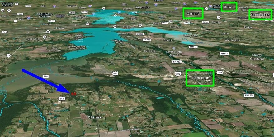Wooded acreage in fast growing Princeton Texas, very near Sister Grove Park ~1000ft and Lake Lavon. High ROI Opportunity to own land near the lake in one of Texas' and one of the nation's fastest growing and value increasing areas. No confirmed deeded access- we are working on that; DO NOT cross other landowners' properties without their specific permission. Do Not trespass. The recipient bears sole responsibility for verification of the accuracy of all information. Broker shall have no liability or responsibility to any party for any loss or damage arising from reliance by any party on the information contained herein. Due diligence and safety of access and walking the land are the full liability of prospective buyers and buyer agents.