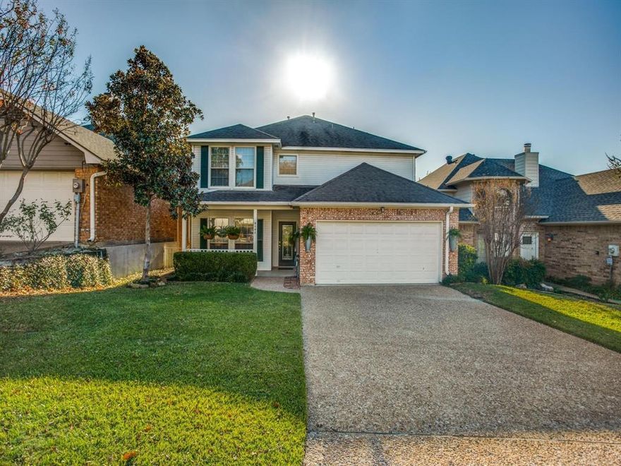 This beautiful home in Orleans on the Lake with community tennis court and gazebo. Features include hardwood entry, formal living and dining, family room with fireplace, and three covered porches. Kitchen offers solid countertops, breakfast bar, and breakfast room with patio access. Bonus wet bar butler’s pantry. Master suite includes private balcony, double vanities, garden tub, separate shower, walk-in closet, and cedar closet. Two additional bedrooms upstairs with ceiling fans plus extra storage space. Two-car garage and covered front porch. Conveniently located near The Harbor, shopping, dining, golf, parks, and easy access to I-30. Don’t miss this opportunity.