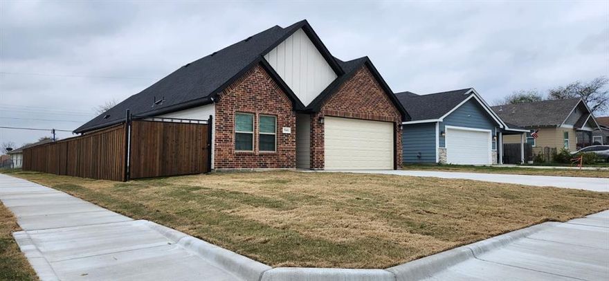 BEAUTIFUL, new construction in Fort Worth. Well-located in an upcoming neighborhood. Close to I30, 10 min away from downtown FW. This house offers 4bedrooms ,2 bathrooms with an open concept layout. As soon as you walk in you will fall in love with this house. Quartz countertops on kitchen, bathrooms and laundry. For flooring you wil find carpet on bedrooms and tile on the rest of the house. Kitchen is big and spacious.  Living room comes with an electric fireplace to give a cozy feel to the home. The master bedroom is spacious and master bathroom comes with an ample shower and great space for closet, you will truly feel it's worth it! Laundry room offers a convenient utility sink. This house also offers a nice porch for bbq or just a relaxing time in the afternoons.  Come take a look at this beauty and make it your new home!