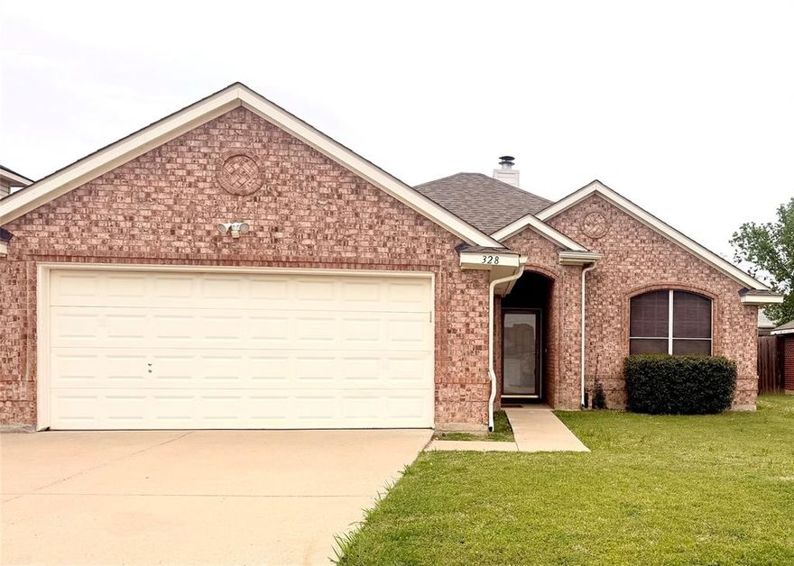Welcome to 328 Marshall Creek Road, a fantastic 3-bedroom, 2-bath home with a 2-car garage located in the heart of Roanoke, Texas and zoned to the highly sought-after Northwest ISD. This beautifully updated home is ideal for those seeking modern comfort and convenience, with new refurbished appliances and thoughtful updates, ensuring it’s move-in ready.

The home boasts luxury vinyl plank flooring throughout, adding a touch of elegance and durability. The open-concept layout makes it perfect for both comfortable everyday living and easy entertaining. The spacious family room features a cozy wood-burning fireplace, creating a warm and inviting atmosphere that flows seamlessly into the bright kitchen. The kitchen is equipped with light cabinetry, an oversized pantry, a breakfast bar, and an adjacent dining area, making it perfect for meal prep and family gatherings.

Your 18x12 primary suite provides a private retreat with everything you need to unwind—dual vanities, a garden tub, a separate shower, and a generous 10x5 walk-in closet. The secondary bedrooms are also nicely sized, offering versatility for guests, a home office, or additional living space.

Step outside and enjoy the expansive backyard featuring a covered porch and a sprinkler system—ideal for relaxation or hosting gatherings. With a prime location near parks, shopping, a country club, and Grapevine Lake, this home offers the perfect blend of comfort and convenience.

Don’t miss out on this beautiful opportunity. Schedule your showing today!