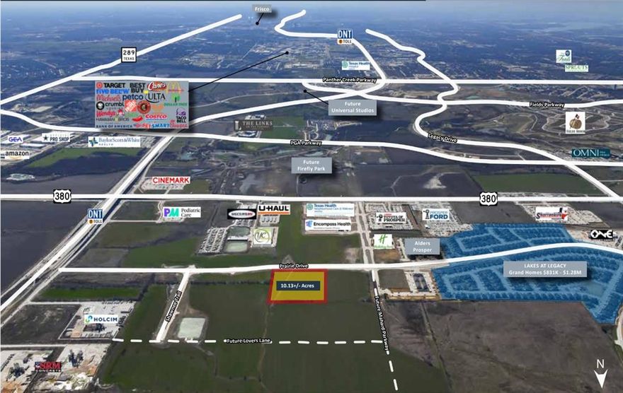 Vanguard Real Estate Advisors (“VREA”) is pleased to present qualified investors and developers the opportunity to acquire two parcels totaling 10.13+- acres located along Prairie Drive in the rapidly growing city of Prosper, Texas. Currently zoned under PD-71, the Site is approved for residential development; however, its strategic location with direct frontage on Prairie Drive offers exceptional visibility and accessibility; positioning it as an excellent candidate for commercial rezoning. This Site is situated in the heart of Prosper’s thriving economic landscape, surrounded by newly constructed retail spaces, residential developments, and expanding employment centers. The area’s dynamic growth makes this Site a highly desirable investment and well suited for commercial development. The location, combined with its development potential, makes this an ideal prospect for forward-thinking investors and developers. The Seller will consider subdividing the Site dependent on business terms.