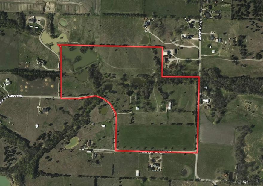 RES-Real Estate Services, LLC is proud to present this 46+ Acres outside the City Limits but within the ETJ of Princeton. Located to the West along CR 463 and McKissick Meadows in Northern Princeton. Princeton ISD. No Flood Plain. Creek and lake on property. Water available.  No Zoning. No Sewer available. Close proximity to the 380 Bypass. Five separate tracts of land.  Property is in. Property owners association.  Two homes and barn on property. Land is a part of 10 acre tract subdivision.  One of the tracts is not included in the Property Owners Association and has no restrictions.