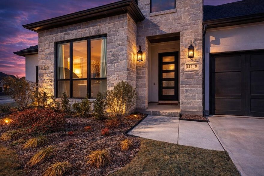 1% LENDER CREDIT AVAILABLE TOWARD CLOSING COSTS OR A RATE BUYDOWN. 14440 Overlook Park Dr – A Modern style beauty! Experience elevated living in one of Aledo’s most sought-after neighborhoods, perfectly situated within Aledo ISD — known for its exceptional schools and community pride. This stunning Toll Brothers home — just 2 years new — sits proudly on a premium corner lot and showcases a beautiful modern design with thoughtful architectural details throughout. Step inside to high ceilings and abundant natural light that create an inviting and open atmosphere. The heart of the home features wall-to-wall glass doors in the living room, seamlessly connecting indoor comfort with outdoor enjoyment — perfect for entertaining or simply relaxing. Designed for comfort and versatility, this home offers two ensuite bedrooms plus a large master suite — ideal for guests, family, or a private work-from-home space. Car enthusiasts and organizers will appreciate the 3-car tandem garage complete with an epoxy floor, providing both durability and style.Thoughtful design, modern luxury, and everyday functionality come together beautifully here — and it’s ready for you to make it your own.