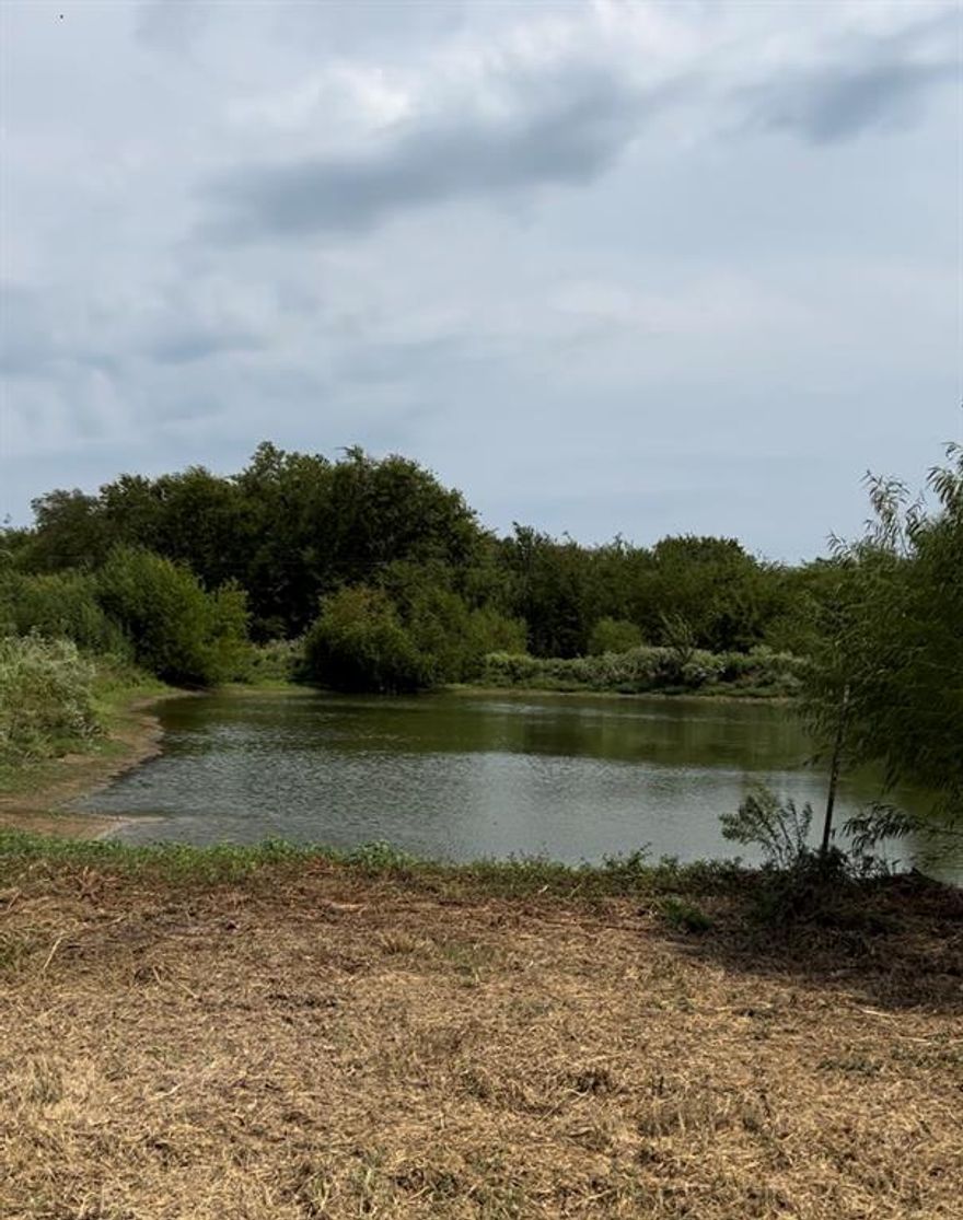 Almost 5 acres of pretty land with a pond!  No restrictions, you can build whatever you like, or bring a mobile home.  Little bit of flood plain by the pond, but that is normal, plenty of land to build several houses if you like.  Power and water are available on site.