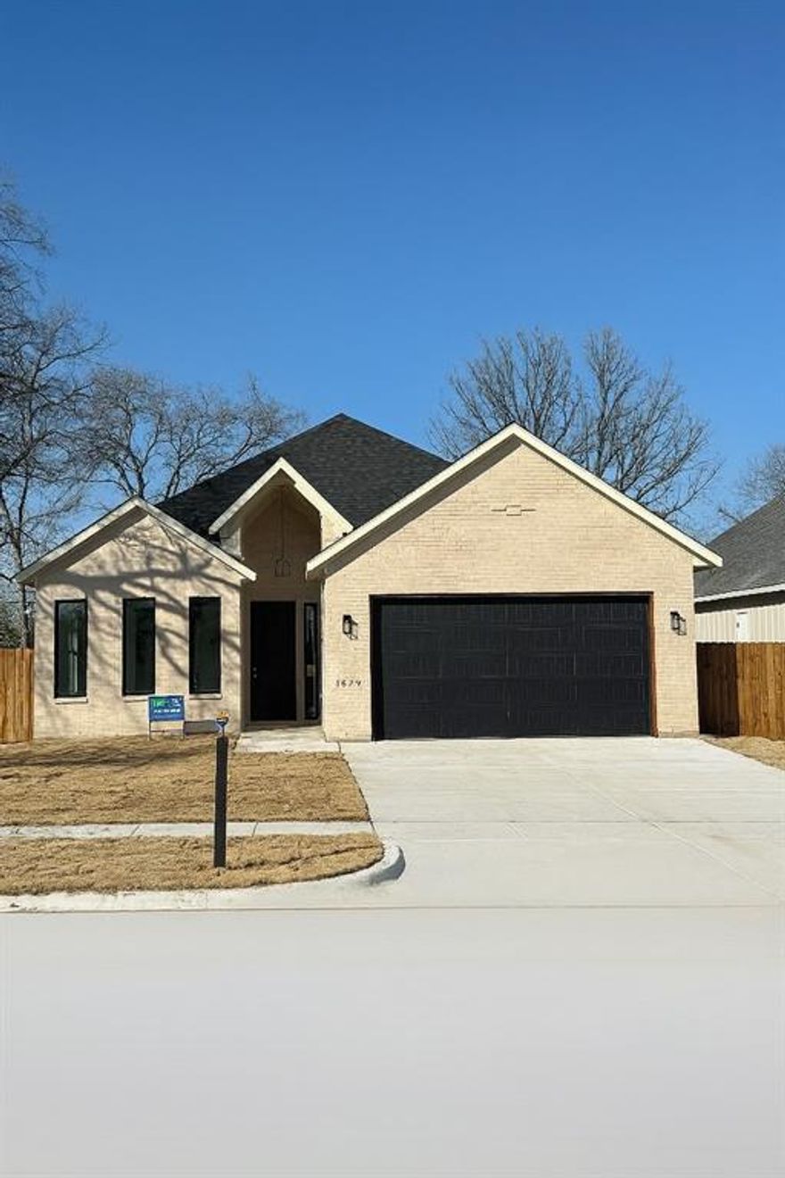 Welcome to this stunning new construction home designed with modern features, quality craftsmanship, and functional living spaces.  When entering, notice the open and airy feel created by 10-foot ceilings throughout the home, complemented by 12-foot tray ceilings in both the living and primary bedroom. Eight-foot interior doors and oversized six-foot windows enhance the home’s upscale appearance while allowing abundant natural light. The spacious living area has beautiful electric fireplace provides warmth for ideal everyday living or entertaining. The kitchen is designed for both style and functionality, featuring a large walk-in pantry that provides ample storage, kitchen Island accomodates bar stools. The primary suite offers a private retreat with double sinks, a generous walk-in closet designed for bad storms, separate soaking tub and shower with elevated ceiling design. Large 150 square foot covered patio ready to hook up the TV.  Additional features include a 50-gallon hot water heater, main water shut-off conveniently located in the garage and extra wide side yard.  Minutes from TCU, Texas Wesleyan, downtown Fort Worth and sought after Bricktown.
This new construction home combines thoughtful design, modern amenities, and a highly desirable location—an exceptional opportunity you won’t want to miss.