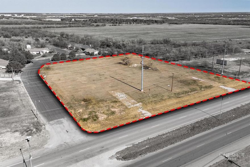 Discover the perfect opportunity to build your dream business on this spacious, cleared 2+ acre lot located in an up-and-coming area of Abilene, Texas. This property offers:

Premium Location: Situated in a growing area with increasing commercial activity, ideal for businesses looking to capitalize on future development.

Cleared and Ready: The lot has been cleared, saving you time and effort, and is ready for immediate construction.

Ample Space: With over 2 acres, there’s plenty of room for various business types, including retail, office spaces, warehouses, or a mixed-use project.

Great Accessibility: Convenient access to major roads ensures ease of transportation and visibility for your business.

This is a rare chance to secure a prime commercial property in a thriving market. Don’t miss out—start building your future here!