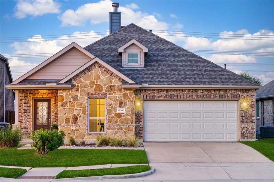 Welcome home. Located is the great subdivision of Valor Pointe-The Reserve at Westridge witch is conveniently located in North McKinney with sought after Prosper ISD. This property has new paint, refreshed wood flooring, touched up cabinets and new LVP in hall bedrooms. The open floorplan greets you as you walk inside. Your oversized living area opens into your kitchen that has granite counters, stainless steel appliances, a walk in pantry and dinning area. There are 4 bedrooms and 2 full baths. The primary has an ensuite bath with a garden tub, separate shower and a walk in closet. Engineered wood flooring in the living area, primary and front bedroom. There is ample light throughout. The patio is covered and has a gas stub to connect your grill to. This house is perfect for living and entertaining. The Community has 4 pools, a splash pad, water slides, walking trails, club house, playground and a pond. The Westridge Golf course is minutes away. Top rated Jack and June Furr Elementary is in the neighborhood.