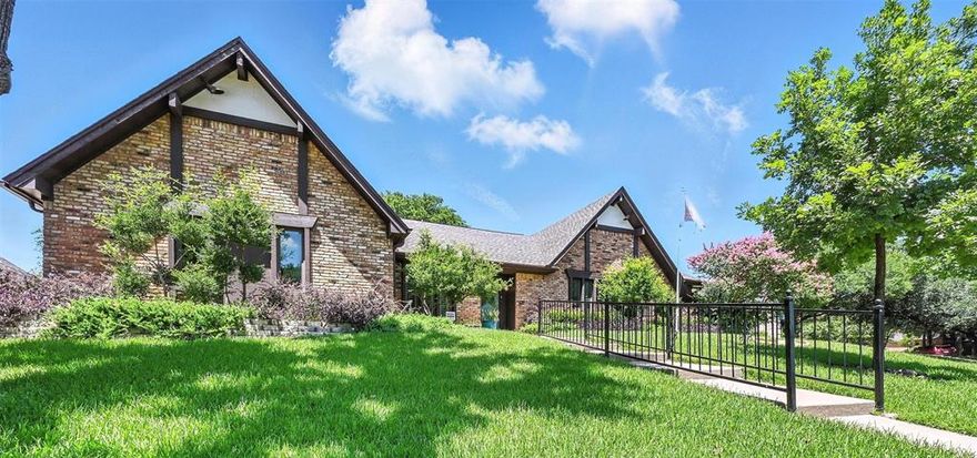 Welcome to Your Dream Home! This gorgeous, well-kept 4-bedroom, 2 full bath & 1 half bath home offers the perfect blend of comfort, functionality & style. Featuring two spacious living areas & an office, this residence is ideal for both relaxing with family & entertaining guests. Enjoy the convenience of ample built-in cabinetry throughout, including a dedicated wine storage area. The home has an open floor plan layout, with two living spaces. The main living room features a beautiful chandelier, which upon lowering, a dining room table fits beautifully. Step outside into your own private oasis: a beautifully landscaped backyard featuring 2 covered patio areas, each with lighting and drapes to create the perfect ambiance for gatherings or quiet nights. This home is move-in ready & has been meticulously maintained. The home was updated by the previous owner in 2015. Roof replaced in April 2024 with grade 4 shingles. Windows replaced in 2017 with Anderson windows. Kitchen cabinets have pull out drawers. Other features: locking gun cabinet, 2 large closets in the master bedroom, a master bathroom with dual sinks & dual vanities for him and her, & a spice rack in the large pantry. There is a sprinkler system, a Tuff Shed & a 3 car garage on the side of the home. Hole 1 of the golf course is across the street & there is golf cart path access a few home down. This home is NOT TO MISS.