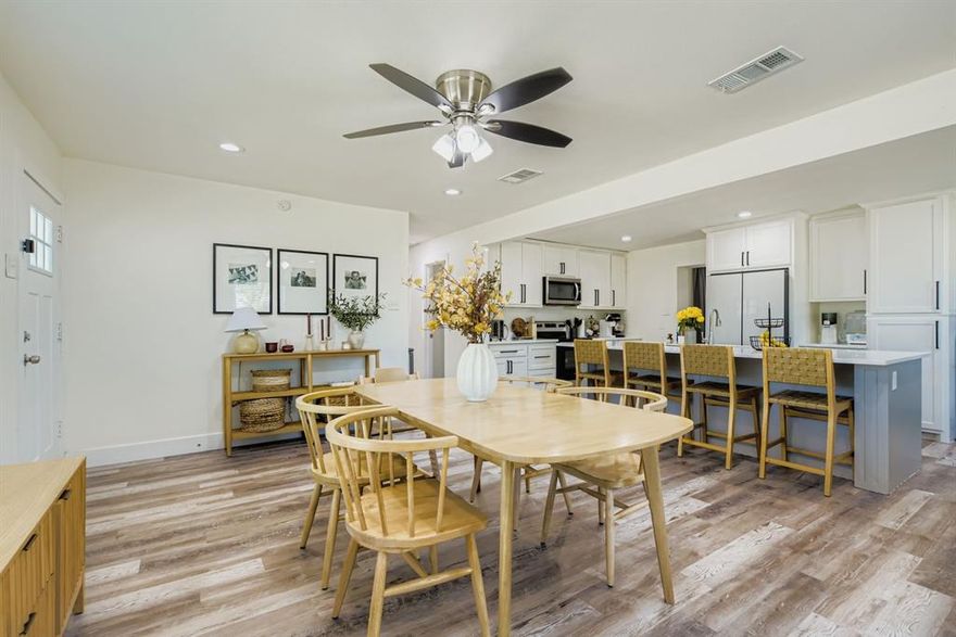 Welcome to your dream oasis, where comfort meets entertainment in the heart of Irving! This charming luxury home boasts a spacious open-concept kitchen that flows effortlessly into the dining space, creating the perfect backdrop for gatherings with family and friends. The stylish kitchen, features a large island and bar seating, which invites culinary creativity and lively conversations. Every detail was executed perfectly including custom cabinets, an oversized island with quartz counter tops, stainless steel appliances, and designer tile in bathrooms.  The home has been renovated to include new low-e windows, an HVAC system, and 30 year roof with gutters.

Retreat to the luxurious primary bedroom, complete with an ensuite bath, ensuring your personal sanctuary for relaxation. The true gem of this property lies outside! Step into your expansive, fully fenced backyard, where lush green space awaits. Imagine summer barbecues, playful afternoons with loved ones, or tranquil evenings under the stars on your patio—this backyard is an entertainer’s paradise! 

Conveniently located, you’ll enjoy easy access to shopping, dining, and major highways, while nearby parks offer endless outdoor adventures. Don’t miss your chance to tour this exceptional home and experience the vibrant lifestyle it offers!