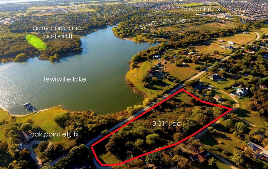 Stunning 3.51 acres of lakefront property on Lewisville Lake, situated in a quiet cove with uninterrupted views of the water, presents an incredible opportunity for developers, investors, or homeowners seeking prime real estate. There is a total of three adjoining lots, so you can build one large luxury home or develop three custom 1-acre home sites. The seller has been working nonstop to take these pieces of land to the next stage, so time is limited if you want to build your own project. The seller is close to beginning development on the first residence (1800 sf enclosed living space, 1750 sf 2nd floor patio, 600 sf 3rd floor rooftop patio, 900 sf 20'x45' RV garage with 16 ft clearance, and a massive 1st floor deck patio). The design and construction drawings are already in place. Natural ponds, waterfalls, and site amenities are planned throughout the site. The entire property is being master planned as an active lifestyle, luxury, private residence that will operate as a bed and breakfast with full on-site services (maid, grounds, concierge, etc.) The treehouse for kids’ overnight stays will be a sight to see. Planning underway to include natural ponds (filtered swimming areas) terraced with waterfalls, pier for SUP access, private beach, par-3 hole with green and tee boxes, volleyball court, glamping deck and tents, helipad, 3 infinity pools, 3 primary residences with multiple guest houses (15 planned buildings, each with independent amenities), fully enclosed RV garages on 1st floor in ancillary residences, greenhouse, all 3- and 4-floor residences (3-story ancillary buildings and 4-story primary buildings) each with rooftop patios overlooking the lake, and of course, the treehouse. Property is located within minutes of the Prestonwood Polo & Country Club!
For GPS use 1112 Shahan Prairie Rd. It is the first property past the properties that extend down just before 1215 Shahan Prairie Rd, and just before Highline. Owner financing available