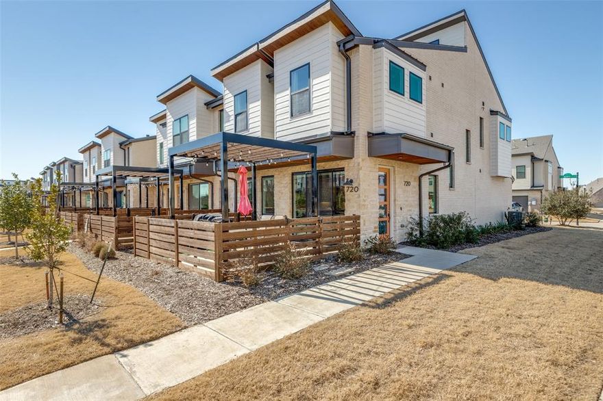 Resort living, simplified! Lock, leave, and live beautifully in this premier END UNIT townhome, priced to sell! Located in the sought-after Windsong Ranch community, it is a perfectly positioned home facing an expansive green space for exceptional privacy and serene views. A modern light-filled home offers low-maintenance living with no yard work and a turfed patio designed for relaxing or entertaining while overlooking the greenbelt. This 3 bedroom, 2.5 bath has an open floor plan, fireplace, island kitchen, quartz countertops and luxury vinyl flooring throughout the home.  The garage has epoxy flooring for additional ease. Enjoy the lock-and-leave convenience paired with resort-style amenities, including Windsong Ranch’s renowned 5-acre crystal-clear lagoon, miles of trails, and vibrant community events. Ideally located with quick access to shopping, dining, and everyday conveniences!  Zoned for Prosper ISD and the newest high school, Richland. Residential lease currently in place through Aug 31 will convey with the property.