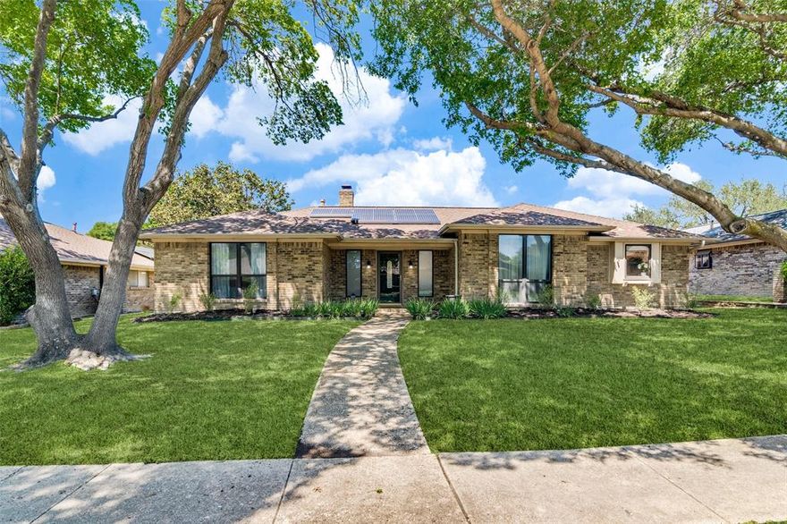 Well maintained home in Plano ISD with modern updates and summer-ready POOL! Freshly painted interior w great natural light! Vaulted ceiling with beams and a wall of windows with sliding glass door greets you as you walk in. Courtyard patio perfect for grilling while entertaining guests. Decorative gate separates pool. Pool area freshly landscaped w sod. Silestone countertops, bkfst nook and built in buffet in Kitchen. Primary Bedrm has engineered wood flooring, and fully remodeled ensuite bath w dual sinks, 2 closets, and freestanding tub! Secondary bedrms share jack n jill style bath w hallway access. Media room w wet bar could be an office. Dining room has vaulted ceillings, accent molding, and large windows- currently used as office. Energy Efficient home upgraded w Solar panels & radiant barrier! PVC Plumbing! Fridge, Washer, Dryer, Microwave, Patio Furniture stay. Ideal location near GBT & 75, walking distance to Crowley Park and Sherrill Park Golf!



Upgrades include