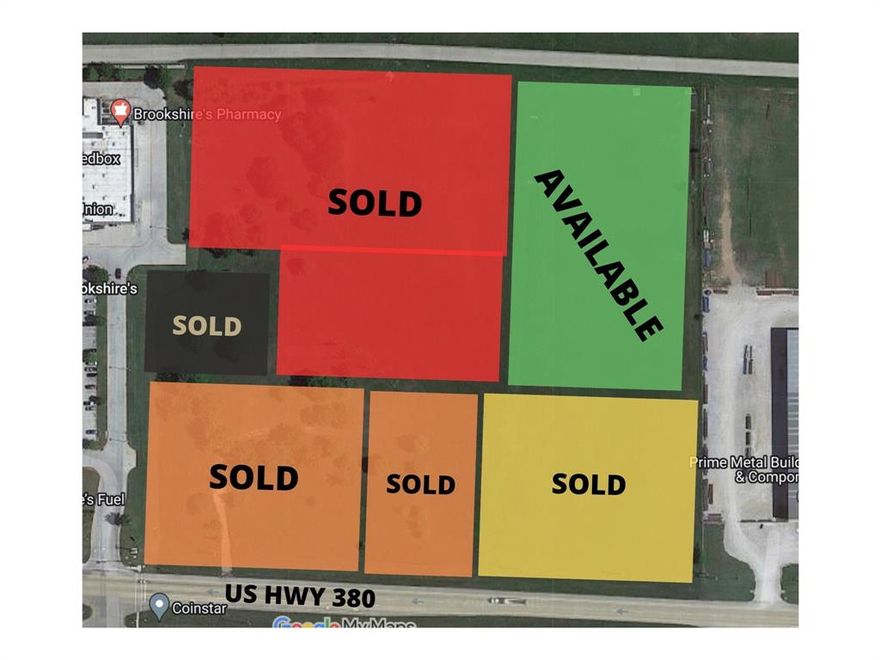 Hwy 380 is the highest traffic count in Bridgeport. This site is East of Brookshires and the New Tractor Supply currently under construction. A great location in the growing city of Bridgeport.