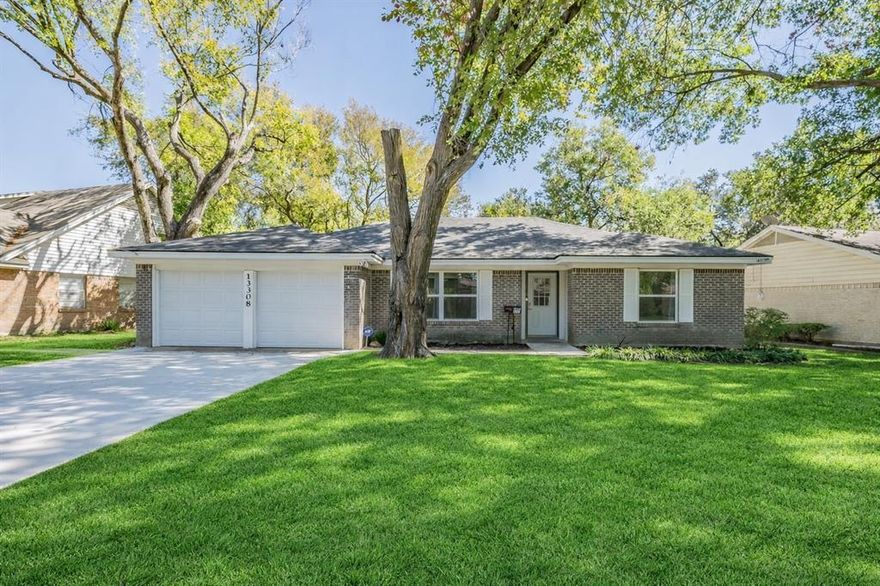 Beautifully remodeled brick ranch—now better than ever! This one-story home has been thoughtfully updated inside and out and is truly turn-key and move-in ready. The property was temporarily off market to complete professional foundation repairs and now includes a transferable lifetime warranty, along with fresh paint throughout for a crisp, modern feel. The updated kitchen features quartz countertops, white shaker cabinets, tiled backsplash, stainless steel appliances, and a French-door refrigerator. Enjoy new windows, new sliding glass doors, and luxury vinyl plank flooring throughout. The primary suite offers a floor-to-ceiling tiled shower with rainfall head and light-up mirror, while the guest bath includes new tile and a shower-tub combo. Major system upgrades include new PVC plumbing and sewer lines, new roof, tankless water heater, HVAC, and a Whole-House Halo Filtration System ($9K upgrade). The private backyard with mature trees and a wood privacy fence completes the package.  You don't want to miss this beauty!