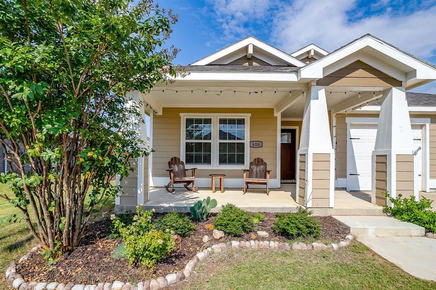 Welcome to this stunning 4-bedroom 2-bathroom home nestled in the desirable Villages at Mayfield community in Cleburne! Step onto the charming front porch, where you can relax and enjoy the inviting view. This home combines modern elegance with comfort and style. The home features a modern and inviting open concept living area, a gourmet kitchen with stainless steel appliances, and elegant finishes throughout making it the heart of the home. The kitchen boasts an island with extra cabinetry, providing ample storage and workspace for culinary enthusiasts. The spacious backyard is perfect for entertaining, offering a serene retreat with plenty of room to relax and play. This home was built by History Maker Homes in 2021 combining a quality construction and energy efficient design. You can enjoy community parks, walking trails, and shopping centers nearby. This home is truly a gem in a wonderful neighborhood, ready to welcome you!