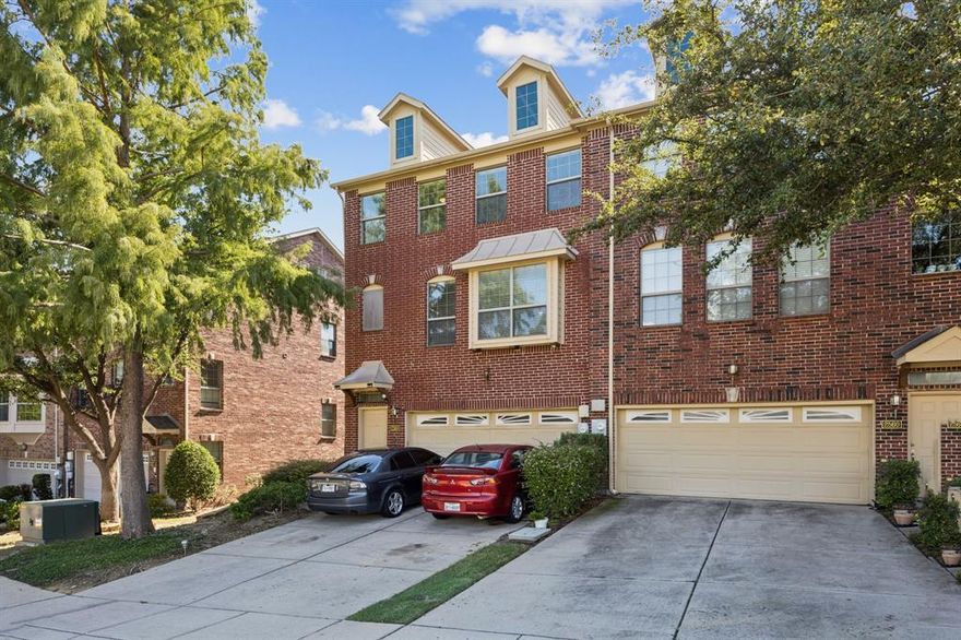 Great location, walking distance to shopping center, 10 min from DFW, this beautiful END UNIT is flooded with natural light from windows on 3 sides. Laminate wood floors make this home move-in ready. Second floor kitchen open to family room features white cabinets & GRANITE counters and breakfast nook. 2 sided fireplace & bay window in living; spacious deck with durable composite deckboards. Bedrooms & laundry on 3rd floor for privacy. OFFICE nook, Cat 6 wiring makes a great work-from-home setup! 1st floor media w over $8k of high-end speakers, wiring, & shades to complete the movie-going experience or extra in suit room with a FULL third bath! Low-maintenance backyard + community pool is the perfect combo! HOA covers front yard maintenance & clubhouse.