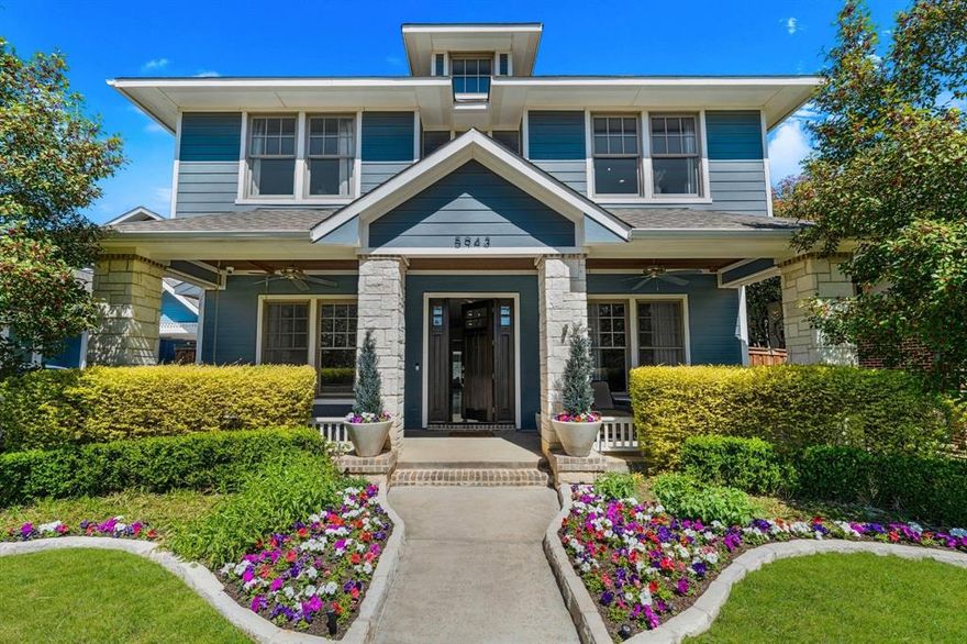 2016 custom-built East Dallas Craftsman combining thoughtful design, quality construction, and a highly livable floorplan. Curb appeal stands out with lush landscaping, gas lanterns, and a covered front porch perfect for gathering. Inside, a gallery-style entry leads to the heart of the home with backyard views. The kitchen is designed for everyday use and entertaining with marble counters, shaker cabinetry, Wolf and Sub-Zero appliances, two Asko dishwashers, double wine refrigeration, and a butler’s pantry.

The main living area features a fireplace, built-ins, and expansive windows bringing in natural light. The first floor includes formal living, dining, study, and a private 1st-floor suite with ensuite bath and large walk-in closet, ideal for guests or multigenerational living. Upstairs, the primary suite includes marble finishes, separate vanities, freestanding tub, double shower with body sprays, and a custom closet connecting to the laundry room. Automatic blackout shades provide full light control.  

Additional living includes a game room and a fully built-out media room with acoustic paneling, textiles, and a 120-inch screen—designed for sound separation. Media room may serve as a fifth bedroom. Secondary bedrooms share a Jack-and-Jill bath with separate vanities.

Outdoor living includes a covered patio, wood-burning fireplace, turf, mature landscaping, and mosquito misting system. Additional features include smart lighting (keypad or device), whole-home sound, security system, Energy Star certification, tankless water heater, radiant barrier, and rear-entry garage with alley access and electric gate.

Walkable to Tietze Park, Lower Greenville, 2.6 miles to White Rock Lake with convenient access to Downtown Dallas, Katy Trail, and Love Field.