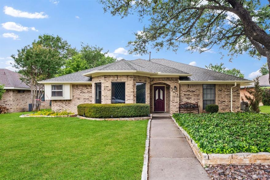 This charming, meticulously maintained 3 bedroom, 2 bath home offers a perfect blend of elegance and comfort in the desirable Morningstar subdivision, located in the sought-after Carrollton–Farmers Branch ISD! As you step inside, discover a charming dining room with bay windows provides a picturesque and tranquil view of the beautifully landscaped front yard, setting the tone for the rest of the home. The living room, a true centerpiece of the home, features beamed ceilings and a cozy wood-burning fireplace with a gas starter. This inviting space is enhanced by French doors that overlook the backyard oasis. The kitchen is a chef's delight, and is light and bright. It is equipped with modern amenities, including a gas cooktop, a built-in hutch for additional storage, and a spacious walk-in pantry that makes organizing a breeze. The primary bedroom offers a private haven of relaxation. It comes complete with an updated ensuite bath, featuring stylish sliding barn doors, a spacious shower, and a linen closet for extra storage. This bedroom also offers direct access to the backyard patio and pool area, allowing for seamless indoor-outdoor living. The two additional bedrooms provide comfortable spaces for family members or guests. They share a full-sized bathroom, complete with double sinks to make morning routines more efficient. The backyard is truly an oasis, featuring a patio that is perfect for cooking out and hosting guests or enjoying quiet evenings under the stars. A gated, sparkling pool offers a refreshing escape and is the perfect summer spot for your lounging and entertaining! Pool is plumbed for a heater. Conveniently located near President George Bush Turnpike, Dallas North Tollway, and I-35 with easy access to plenty of retail and dining. This home is a dream come true for discerning buyers seeking luxury, comfort, and convenience in a desirable location.