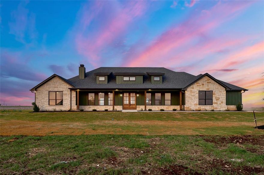Stunning new construction on 3.94 acres in the highly sought-after Crawford ISD, located in Willow Moon Ranch. This 3,300 sq ft home offers an expansive, thoughtfully designed floor plan built for both everyday living and effortless entertaining.

Featuring 4 spacious bedrooms, 3.5 bathrooms, a large game room just off the back patio.  There is a second master suite and this layout provides exceptional flexibility for guests or multi-generational living.

Inside, you’ll find an open-concept design filled with natural light and finished in a timeless, neutral palette. The kitchen is beautifully appointed and flows seamlessly into a warm, inviting living area anchored by a striking stone fireplace and a STUNNING chandelier. The primary suite is generously sized, private, and perfectly positioned for relaxation. You will love the large built-ins in the dreamy master closet.  

Step outside to a covered back patio, 3-car garage, and nearly 4 acres of wide-open Texas land—complete with rolling terrain, wildflowers, and unforgettable sunset views.