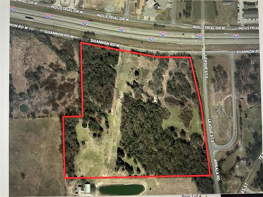 WILL SUBDIVIDE.  High visibility 28 acres on the corner of I-30 & League Street!   2023 AADT I-30 36,321.  OFF RAMP AADT 578, ON RAMP AADT 710.  Incredible opportunity with this exceptional location featuring I30 on and off ramps for east and westbound traffic.  Eastbound OFF ramp is at the property and the eastbound ON ramp is a quarter of a mile down service road.  Road frontage on TWO sides yields over 2,000' of road frontage.  Located ONE exit away from the main Sulphur Springs exit leading to downtown.  Many options for commercial development in this quickly growing town along one of America's major Interstates.