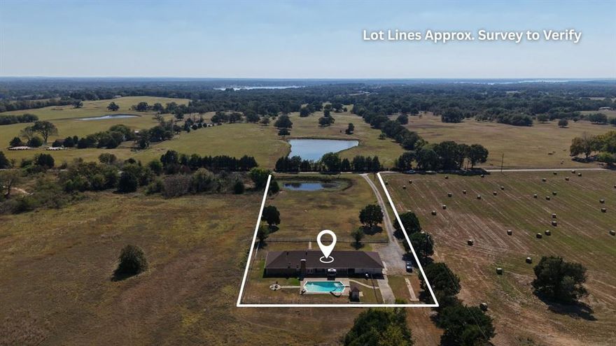 Located on 2.45 acres with in ground pool, stocked pond, water well, close to schools and Cedar Creek Lake known for good fishing and fun watersports. Plenty of room to store an RV and boat on the property. Just around the corner from the cute town square of Eustace and just off Hwy 175 for quick commute to DFW, Athens and Tyler. Home features lovely kitchen with island seating, granite countertops, custom cabinets, pantry storage and opens to a large den with wood burning fireplace. Spacious dining room plus a separate formal living room that could easily be closed off to make another bedroom, office, hobby or work out room. In addition to the primary bedroom with 2 walk in closets and 2 other spacious bedrooms there is a large game-bonus room that could also be used as a 4th bedroom as is or with some modifications. Just off the kitchen is a small flex room with room for another refrigerator or freezer, coffee bar, butler pantry or put a desk in front of the window and use as an office with pool and acreage views. Oversized almost fully enclosed carport also works as garage with floored attic for storage plus 3 room storage with 220 electric. With 2.45 acres you can fish in the pond stocked with bass, crappie and blue gill, play a game of baseball in the front yard then cool off in the 10 ft deep gunite chlorine pool with diving board in the back yard! Covered patio expands across the back of home. Cedar Creek Lake offers several public ramps to launch a boat as well as private marinas for boat storage. New roof 2023. Since 2018 Sellers have replaced appliances, front windows, water heater, HVAC, pool pumps and filters.