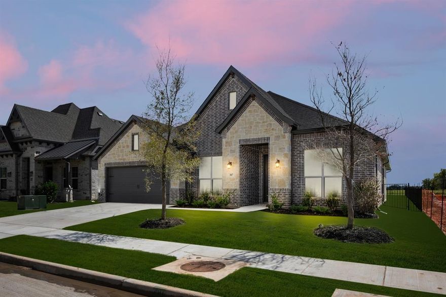 MLS# 21080585 - Built by Risewell Homes - Ready Now! ~ This thoughtfully designed single-story home offers ample space and functionality. The floor plan features 4 bedrooms, including a spacious primary suite with a luxurious en-suite bathroom and a large walk-in closet. A bright and open family room with an electric fireplace flows seamlessly into the kitchen and dining nook, making it perfect for entertaining. The kitchen boasts a center island, plenty of counter space, and a pantry for storage. A dining room provides the perfect space to host loved ones, while an extended foyer welcomes guests with style. Three additional bedrooms, two full bathrooms, and a utility room round out the interior. Outside, a covered patio offers a great space for outdoor living. The home includes a 2-car garage and thoughtful upgrades throughout, ensuring both comfort and style. Perfect for families or anyone looking for space and convenience in a single-level layout!