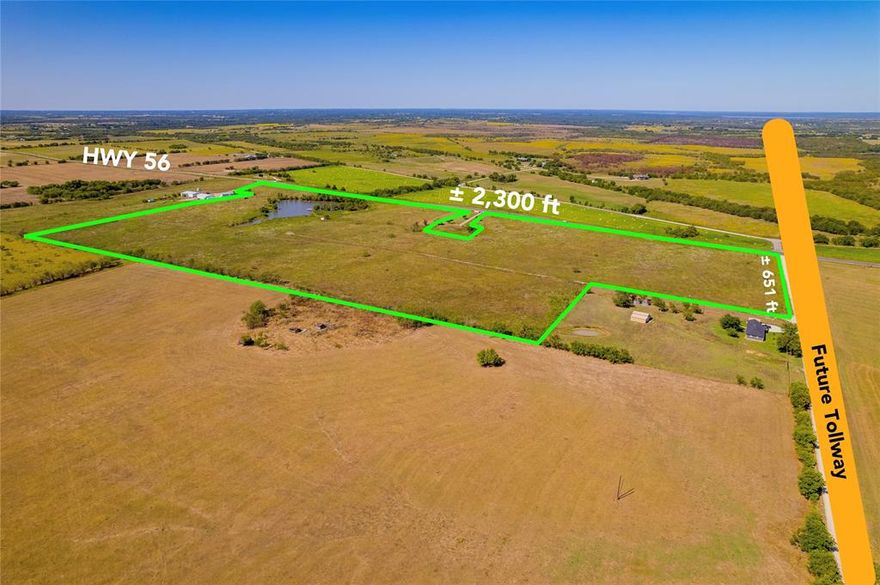 *****2300 Ft of frontage on State Hwy 56 next to Collins Rd which is the Future Tollway******