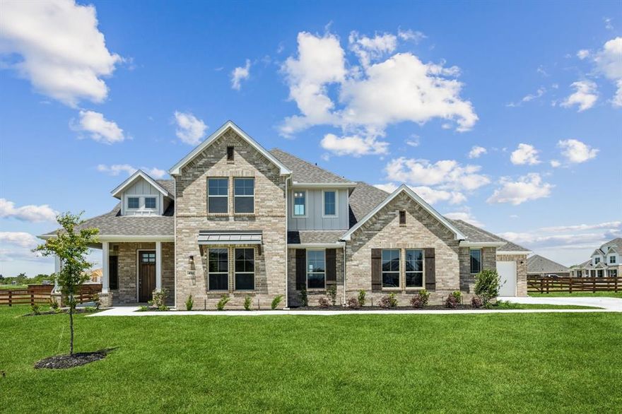 BRAND NEW HOME ON 1 ACRE FULLY FENCED with Natural Gas! Live spaciously in this expansive 4 bedroom, 3.5 bathroom home with a versatile loft and 3 car garage. Soaring vaulted ceilings create an airy atmosphere, while vast windows flood the interior with light. The open concept layout seamlessly blends living, dining, and kitchen for effortless entertaining. Unwind in the owner's suite with a luxurious primary bathroom and walk-in closet. Second bedroom down with en-suite full bath. Two bedrooms up with second living area provide comfortable accommodations.

The loft space offers endless possibilities like a home office, playroom, media room, and more. Step outside to your private acre lot backing to trees and private ranch, a haven for outdoor enjoyment. Grill on the patio, play games in the yard, or simply soak up the sunshine. Experience the perfect blend of comfort, space, and tranquility all on an acre lot. Schedule your showing today!