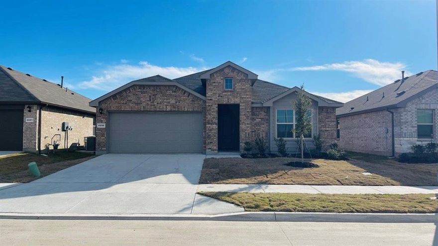 Available for a Quick Move-in!! D.R. Horton is excited to serve as your Home Builder in the fabulous New Sunnycreek Community in South Fort Worth and Crowley ISD! Beautiful Single Story 4-bedroom Kingston Floorplan-Elevation C. Complete and Move-in Ready! Modern open concept with spacious living, dining and large chef's kitchen in the heart of the home with seating island, granite countertops, stainless steel appliances, gas range and walk-in pantry. Luxurious private main bedroom with wide vanity, 5-foot oversized shower and big walk-in closet. Cultured marble topped vanity in baths. Tiled entry, hallways and wet areas, plus home is Connected Smart Home Technology Package. Covered front porch, covered back patio and 6-foot privacy fenced backyard. Gas tankless water heater, landscape package, full sod, sprinkler system and more! mobility friendly trails, two Dog Parks. Nestled conveniently within minutes of both I-35, Chisholm Trail Pkwy, Chisholm Trail Park, numerous shops and restaurants.