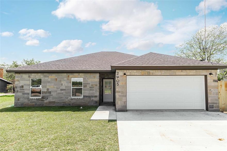 New construction opportunity in Brownwood—still under construction and offering buyers the rare chance to personalize key design selections. Located at 2905 Hemphill Street, this thoughtfully designed 3-bedroom, 2-bath home will feature an open-concept floor plan ideal for both everyday living and entertaining. Buyers who act early may have input on wall colors, flooring, countertops, fixtures, and other finishes, allowing the home to reflect their personal style.
The exterior showcases an attractive rock façade that adds curb appeal, along with a two-car garage for convenience and storage. Inside, the open layout will provide a seamless flow between living, dining, and kitchen spaces, maximizing functionality and natural light.
This is an excellent opportunity to own a brand-new home with custom touches in a secluded Brownwood location.