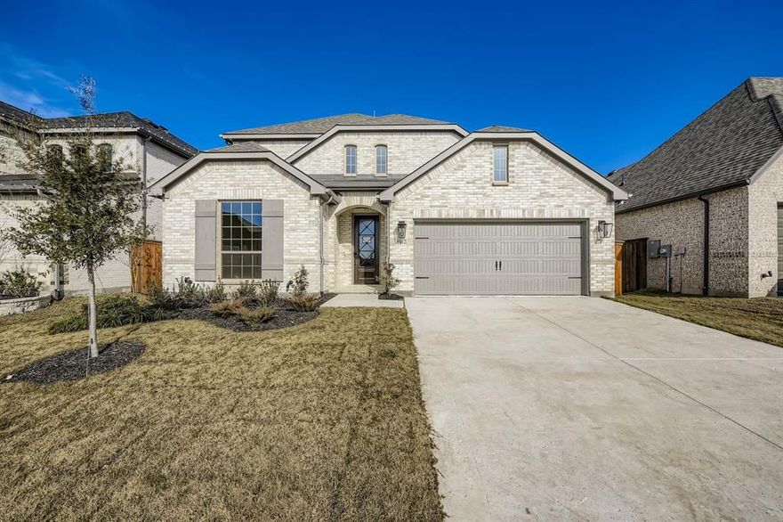 Step into luxury living with this stunning two-story home located in the highly sought-after master-planned community of Wellington in Northwest ISD. Thoughtfully designed with two bedrooms downstairs, each with its own private bath, this home offers both comfort and convenience. The main suite features a bay window, an oversized walk-in closet and a spa-inspired bath with a relaxing soaker tub. A secondary suite downstairs makes the perfect retreat for guests or multi-generational living, while an additional half-bath adds functionality. The open-concept chef’s kitchen showcases quartz counter-tops, upgraded cabinetry, wood floors and overlooks the spacious family room with a cozy fireplace. Entertain in style with a private game room and a covered patio for outdoor enjoyment. Designer-selected finishes, upgraded lighting, plush carpet and a striking white brick exterior elevate this home’s curb appeal. With tall ceilings, a grand entry and abundant storage throughout, every detail exudes sophistication. Wellington offers resort-style amenities including pools, ponds, walking trails, parks and green spaces, all just minutes from Presidio Village dining, shopping and entertainment. Conveniently located off 287, with quick access to DFW Airport and the greater Dallas–Fort Worth area, this home perfectly blends luxury, location and lifestyle. AVAILABLE OCTOBER!