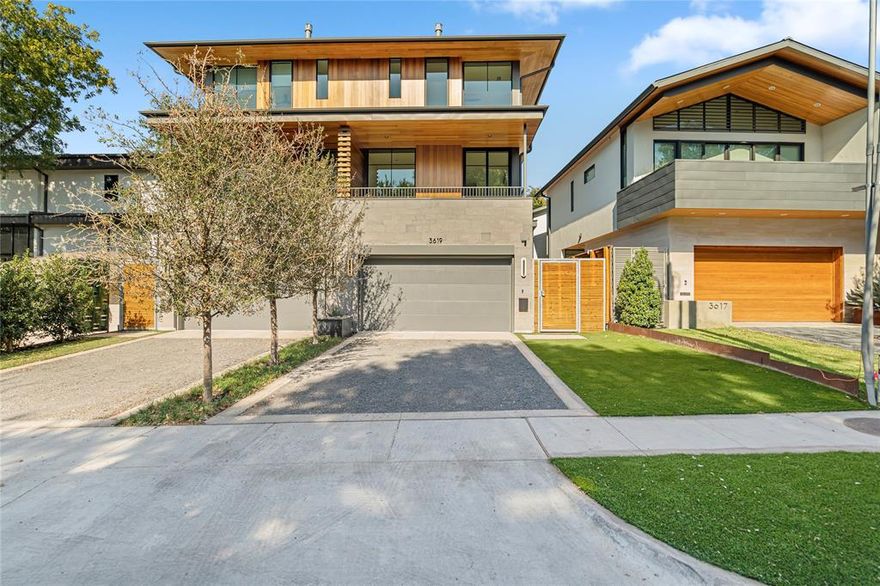 Discover an exquisite three-story modern home in Northern Hills that offers luxury living just steps from the Katy Trail, the high-end Knox Street boutiques and restaurants, and the site of the upcoming Auberge hotel and residences. This recently built, meticulously maintained three-story home in the coveted Northern Hills neighborhood seamlessly blends modern elegance with thoughtful design, and even includes a home elevator for easy access to all levels. On the first floor, a versatile bedroom or home office features a chic metal sliding door opening to a beautifully turfed backyard, creating a private indoor-outdoor retreat. This flexible space is perfect for guests or work-from-home needs. The second floor is a light-filled haven designed for entertaining. A cozy living area, centered around a stunning wood-paneled fireplace, offers warmth and style while providing direct access to a spacious balcony. This level also boasts a sleek wet bar and a gourmet kitchen with high-end finishes, premium appliances, and an open layout – perfect for dinner parties or casual family gatherings. The third floor hosts a lavish primary suite complete with dual vanities, an oversized walk-in shower, and a generous closet. Down the hall, a secondary en-suite bedroom provides comfort for guests or family, thoughtfully separated from the primary suite by the laundry room for enhanced privacy. Throughout the home, no detail has been overlooked. Enjoy modern conveniences like motorized shades, a state-of-the-art security system, an epoxy-coated garage floor, and abundant storage on every level. This home delivers the perfect blend of style, comfort, and urban convenience – all in a prime location near Dallas’s best outdoor recreation, dining, and shopping. Experience the ultimate in upscale
living in this exceptional Northern Hills property. Property will be available for lease starting end of December 2025.