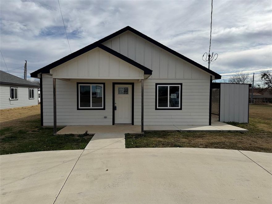 No wasted space in this little jewel! Put this one on the top of your list, as it is sure to check all the boxes!  Spacious open floor plan with large kitchen that includes a refrigerator, electric range, microwave and dishwasher. Built in 2023, you'll find lots of windows throughout this move in ready 3 bedroom 2 bath home with luxury vinyl plank flooring. Laundry room includes a stackable washer*dryer. All bedrooms have walk in closets. Primary bath vanity has dual sinks. Concrete circular drive in the front and a covered side patio off of the utility room. Large side and back yard grassed areas.