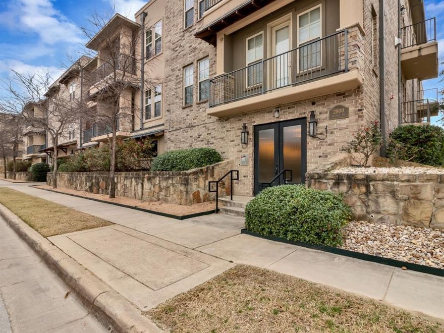 Luxury living one block from Campus. Kitchen has granite counter, stainless steel appliances and decorative bar lighting over the breakfast bar. Three separate bathrooms. Covered balcony off of the master bedroom. Door code for entrance into the building, underground assigned 2 parking spaces, Security Guard on premises Friday and Saturday nights. Easy walking distance to campus and all the restaurants and stores close by. The building has 22 units. Monthly dues cover building insurance, security guard, trash, gas, common area maintenance and COA building management fees. This unit is being used as a 3 bedroom unit. The third bedroom is technically an office, but has always been used as a bedroom.