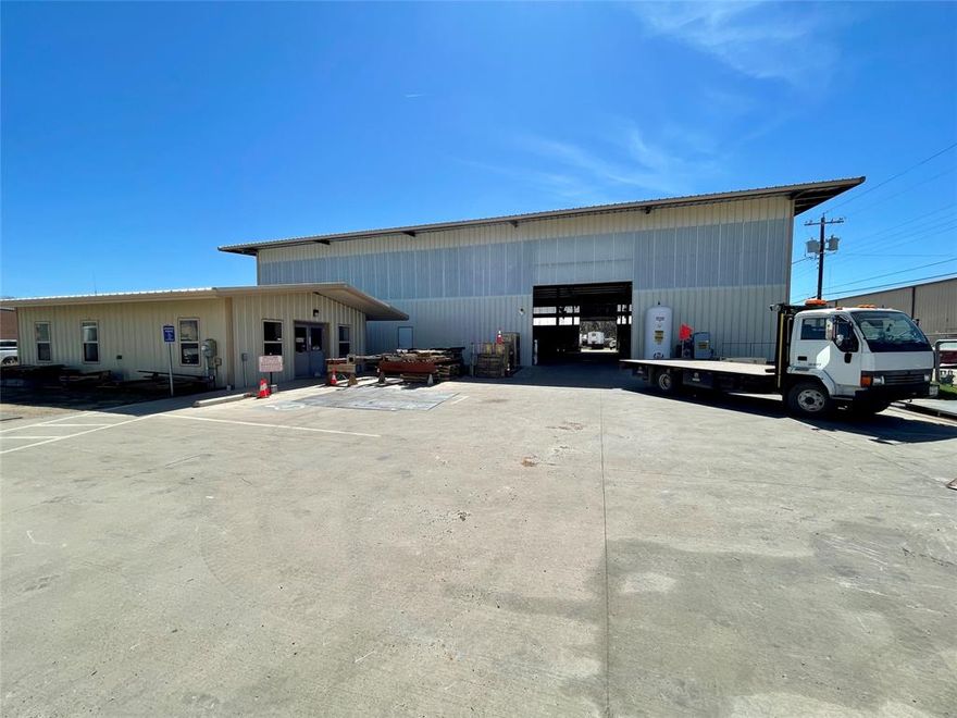 12000 sf warehouse zoned HC with 840-sf office.  Home to Abilene Industrial Service, Inc. - a metal fabrication business - all equipment used by the business in the warehouse will convey with sale, providing buyer a fully-outfitted, turnkey metal fabrication shop. 28' shop height - 10' above craneway; 18' under craneway. Two, 14' x 16' electric-operated roll-up doors. Partial inventory of equipment included in sale: Cincinnati press brake and shear; two Miller welders; multiple threaders; two, 5-ton bridge cranes; three hoists (one 3-ton, two 2-ton), three forklifts, 4 drill presses, a 10-ton freestanding bridge crane plus other tools and implements essential to equipping a comprehensive metal fabrication shop.  Primary warehouse with main office & outdoor storage on 1.01 acres zoned HC at the SW corner of Pecan & S 7th. Additional 0.49 acres zoned CB on NE corner of Pecan and S 7th surrounded by 8' chain link fence with sea containers and a 2964-sf building for additional storage.