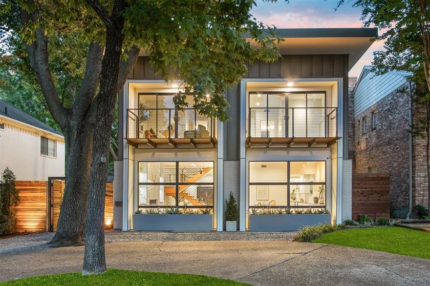 Marvel over this stunning fully remodeled SINGLE-FAMILY modern masterpiece in coveted University Park with fabulous updates and finishes throughout.  Dramatic circular driveway with sweeping metal windows and a beautifully custom landscaped entrance gives an immediate sense of arrival. Enter to find a warm and inviting living area complimented by a striking bookmatched porcelain fireplace that's great for entertaining. Layout flows seamlessly as elegant details lead directly to a bright & airy chef's kitchen with a sizeable quartz waterfall island accompanied by top of the line appliances including a 48 inch built-in Sub-zero refrigerator & 48 inch Fisher & Paykel dbl oven gas range. 2nd level comprises three spacious ensuite bedrooms including primary suite.  Guest quarters above garage is a perfect mother-in-law suite, playroom or gym with direct access to a full bath.  Walking distance to SMU, Burleson Park, Snider Plaza and immediate access to all that the Park Cities has to offer.