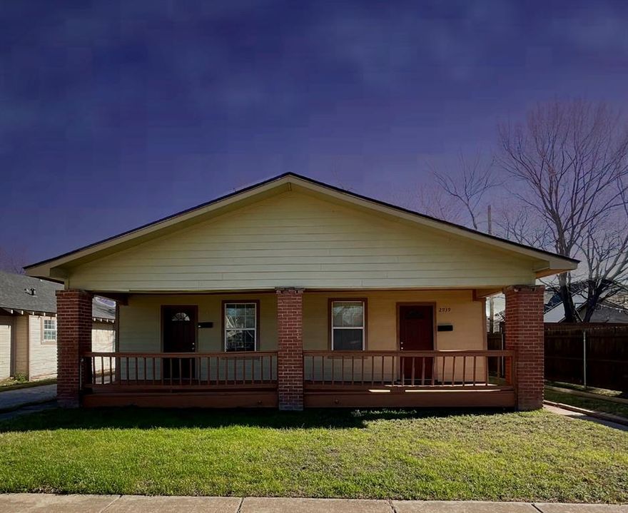 Updated duplex located in a quiet South Fort Worth residential neighborhood near TCU and the Near Southside. Property offers a 2-bed 1-bath unit currently leased at $1,195 per month and a 1-bed 1-bath unit that is vacant and available for showings. Both units feature vinyl plank flooring, appliances, ceiling fans, front and back porches, and large private backyards. Major paid upgrades include roof replacement, updated siding, and new heat & air units. Convenient access to I-35W, Hemphill St, and Rosedale St, provides quick commutes to Downtown Fort Worth, the Medical District, and Cultural District. Nearby attractions include Trinity Park, Fort Worth Zoo, and the Fort Worth Botanic Garden. Shopping and dining options are close by along Magnolia Avenue, South Main Street, University Park Village, and Clearfork. Ideal opportunity for investors or owner-occupants seeking immediate income with upside. Utilities Metered to reduce landlord expenses. Buyer and Buyer agent to verify all information.