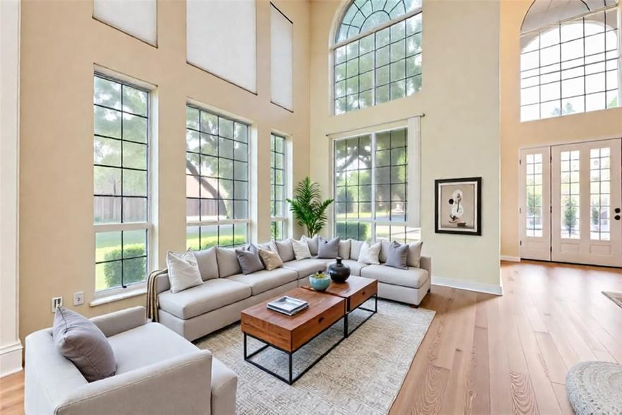 Rare opportunity to be in the heart of Stonebridge Ranch, close to the golf course and shopping, at an exceptional value. This 3,755 square foot family plan, built by Darling homes, and sought after Glen Oaks Elementary, is a stunning property that boasts an open and large chef's kitchen and living area with views to the back yard- POOL OASIS with a waterfall feature. 3 - car garage and three spacious living areas are perfect for entertaining guests or simply enjoying cozy nights in. It has 4 bedrooms, 3 bathrooms, an office, the 4th bedroom is oversized and currently being used as a workout- game room and has a closet. The spacious primary suite offers a private lounge area, creating the perfect retreat for relaxation, reading, or working from home. As you enter into this beautiful home, you'll be walking in, seeing high ceilings and a double staircase. The gleaming hardwood floors add warmth and charm throughout the space, while an abundance of windows flood the rooms with natural light, creating a bright and inviting atmosphere. Amenities included are a community pool, beach club, pickleball & tennis courts, parks, playgrounds, & walking trails. Easy access to Hwy 121, 75 & 380. Make this exquisite property yours - schedule your showing today!
*Some photos have AI virtually staged furniture.*