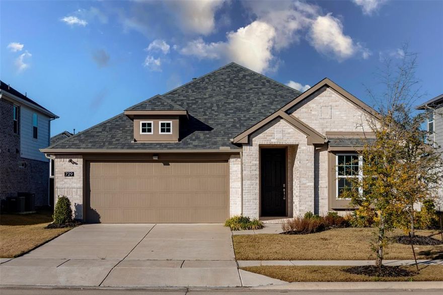Dream retreat living in Celina. McKinney ISD! Nestled in the master-planned Venetian, this captivating 3-bedroom, 1-flex room, 2-bath home features a future Logoon planned by Megatel. This plan is a one-story home situated on a 50 ft lot, featuring three bedrooms, two baths, and a two-car garage, with 1,800 sq ft of living space. It offers the perfect blend of modern living and natural beauty. Step inside to discover a home where elegance meets functionality. The open and airy floor plan is bathed in natural light, setting an inviting tone and vaulted ceilings throughout. Stylishly updated, the heart of the home features an open kitchen with white cabinetry and an expansive quartz island, perfect for culinary creativity and social gatherings. The adjacent living and dining area isn't just a space to relax but a place where everyday moments turn into cherished memories with a view of the backyard and tons of natural light. Oversized flex room at the front with upgraded bay windows is perfect as an office or formal dining. The master suite facing the backyard continues the theme of relaxation and privacy with a large walk-in closet and, boasting a spa-like ensuite bathroom with natural light, dual vanities, and a tile shower, ensuring a personal retreat from the hustle and bustle of daily life. Each of the 2 generously sized bedrooms provides a personal sanctuary with a shared full bath. The cozy backyard is perfect for outdoor entertaining. Wood-like tiles are easy to maintain. 2023 Roof and AC. Tankless water heater. Positioned close to community amenities yet offering a sense of peaceful seclusion, this Celina gem is the one!