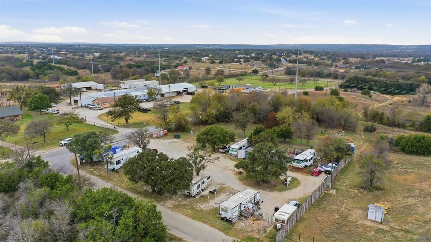RV PARK on 5.3 acres in a prime Parker County location between Azle and Weatherford. This established property offers 11 existing RV spaces with room to expand, making it an excellent opportunity for investors or owner-operators seeking reliable income in a high-demand area. With consistent demand for RV spaces in this fast-growing region, the property is ideal for investors seeking income-producing real estate, owner-operators, or anyone looking to add value through further development. Whether you plan to operate as-is or enhance the park with additional pads, amenities, or long-term rentals, the location and acreage provide exceptional flexibility and upside. The land offers a gently rolling terrain, quiet rural setting while still providing convenient access to amenities, shopping, dining, and major thoroughfares, making it well positioned for continued growth and long-term value.