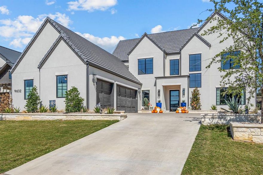 Welcome to 9632 Saint Michel Lane, a soft contemporary single-family home located in the prestigious guard gated community of Montrachet. Built in 2023, this home boasts four bedrooms, two on the first level and all with ensuite bathrooms and large closets. The residence has soaring ceilings and large windows, creating an inviting atmosphere and an abundance of natural light. There are two separate offices that allow for privacy, along with two spacious living areas. The kitchen is a chef's dream and has an oversized island for serving and eating with gourmet appliances and a gas range. The breakfast room attaches to the kitchen for easy access to the dining table. The oversized 3 -car garage allows for vehicles or a golf cart, and additional storage, along with a huge storage closet and attic space inside the home. Every detail of the home has been touched by a renowned local interior designer and creates a warm yet contemporary feeling. The house has custom wallpaper, patterned carpet, stain grade beams and much more. The living room opens up to a covered patio with a fireplace and a spacious backyard. The home has fabulous landscaping and a turfed dog run that was just installed. The location of the home is nearby to all of the amenities, including the pool and pickle ball courts. You will not want to miss the opportunity to tour this incredible home!